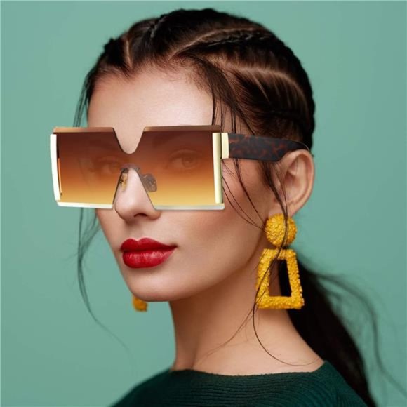 3 Pack Oversized Square Sunglasses for Women Trendy Fashion Rimless Frame Big
